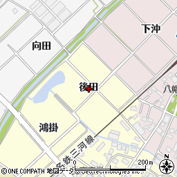 愛知県豊田市中町後田周辺の地図