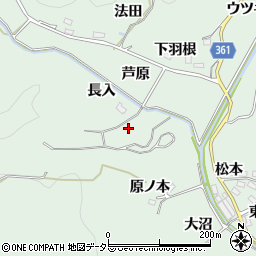 愛知県豊田市花沢町（長入）周辺の地図
