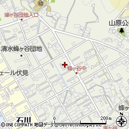 静岡県静岡市清水区蜂ヶ谷周辺の地図