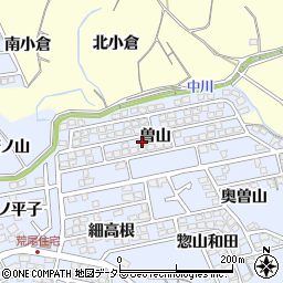 愛知県東海市荒尾町曽山周辺の地図