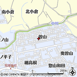 愛知県東海市荒尾町（曽山）周辺の地図