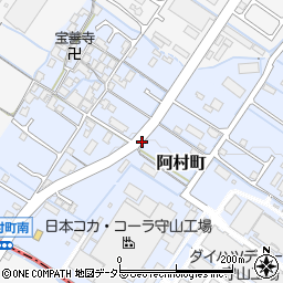 滋賀県守山市阿村町周辺の地図