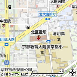 京都市役所　北区役所生活福祉課保護第三担当周辺の地図