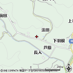 愛知県豊田市花沢町法田周辺の地図