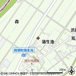 愛知県刈谷市西境町蒲生池周辺の地図