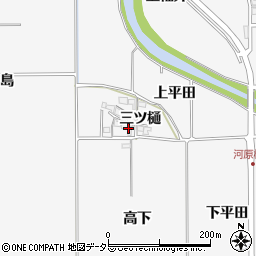 京都府亀岡市河原林町河原尻（三ツ樋）周辺の地図