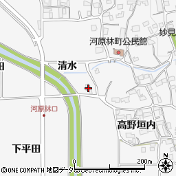 京都府亀岡市河原林町河原尻（清水）周辺の地図