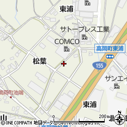愛知県豊田市高岡町（松葉）周辺の地図