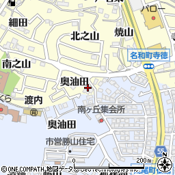 愛知県東海市名和町奥油田周辺の地図