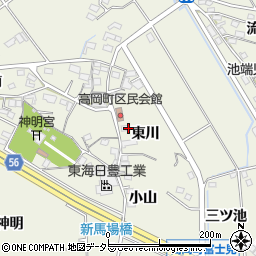 愛知県豊田市高岡町東川周辺の地図