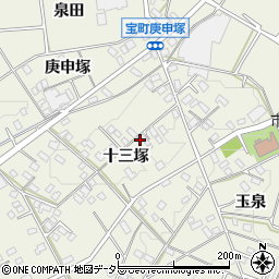 愛知県豊田市宝町十三塚周辺の地図