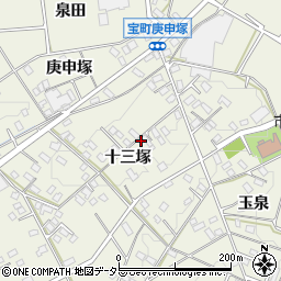 愛知県豊田市宝町（十三塚）周辺の地図