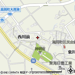 愛知県豊田市高岡町西川前49周辺の地図