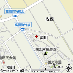 愛知県豊田市高岡町（流川）周辺の地図