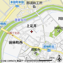 愛知県豊田市前林町上定井周辺の地図