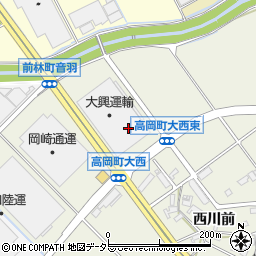 愛知県豊田市高岡町大西周辺の地図