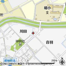 愛知県豊田市前林町川田周辺の地図