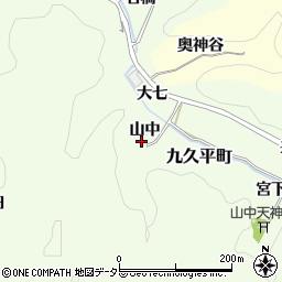愛知県豊田市九久平町山中周辺の地図