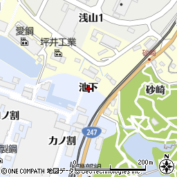 愛知県東海市荒尾町池下周辺の地図