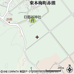 京都府亀岡市東本梅町赤熊前縄手周辺の地図
