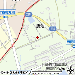 愛知県豊田市西岡町唐池周辺の地図