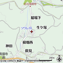 愛知県豊田市松平町生ケ塚周辺の地図