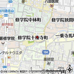 京都府京都市左京区修学院十権寺町周辺の地図