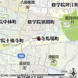 京都府京都市左京区一乗寺馬場町周辺の地図