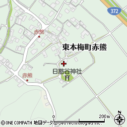 京都府亀岡市東本梅町赤熊宮ノ下周辺の地図
