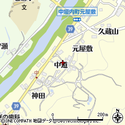 愛知県豊田市中垣内町中道周辺の地図