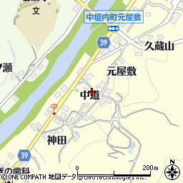 愛知県豊田市中垣内町（中道）周辺の地図
