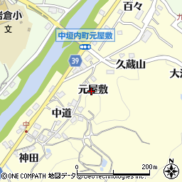 愛知県豊田市中垣内町元屋敷周辺の地図