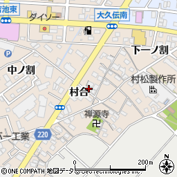 愛知県豊明市新田町村合周辺の地図