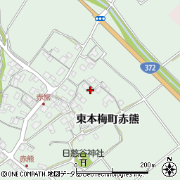 京都府亀岡市東本梅町赤熊東垣内周辺の地図