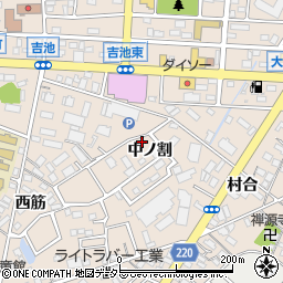 愛知県豊明市新田町中ノ割周辺の地図