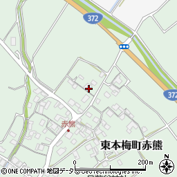 京都府亀岡市東本梅町赤熊北垣内周辺の地図