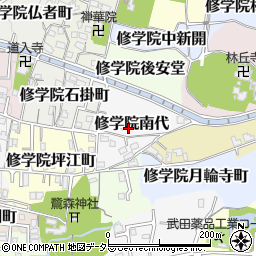 京都府京都市左京区修学院南代周辺の地図