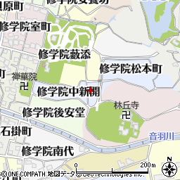 京都府京都市左京区修学院中新開周辺の地図