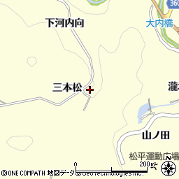 愛知県豊田市大内町三本松周辺の地図