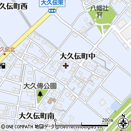 愛知県豊明市大久伝町中周辺の地図