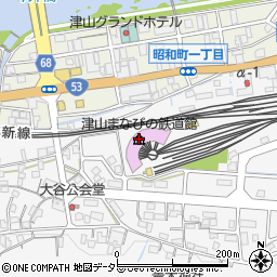 津山まなびの鉄道館周辺の地図