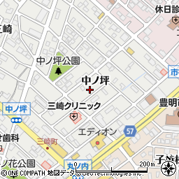 愛知県豊明市三崎町中ノ坪16-8周辺の地図