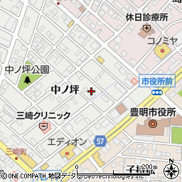 愛知県豊明市三崎町中ノ坪12周辺の地図