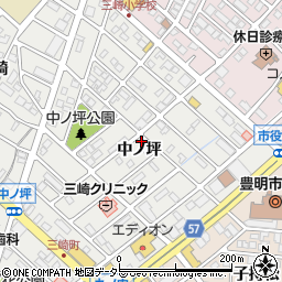 愛知県豊明市三崎町中ノ坪16-5周辺の地図