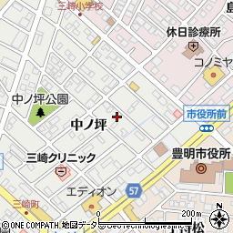 愛知県豊明市三崎町中ノ坪12-33周辺の地図