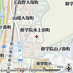 京都府京都市左京区修学院水上田町周辺の地図