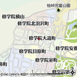 京都府京都市左京区修学院大道町周辺の地図