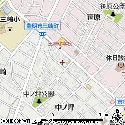 愛知県豊明市三崎町中ノ坪2-14周辺の地図
