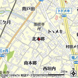 愛知県東海市名和町北本郷周辺の地図