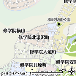 京都府京都市左京区修学院北沮沢町周辺の地図